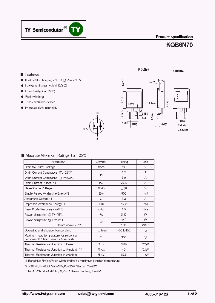 KQB6N70_7596687.PDF Datasheet