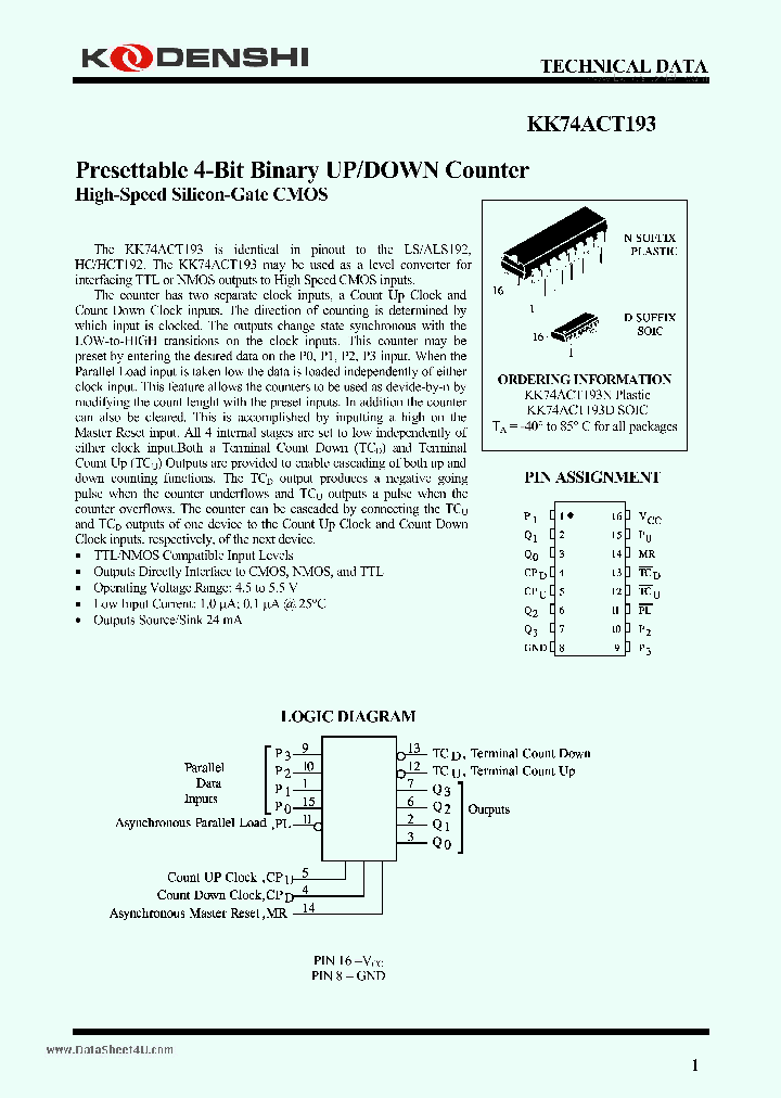 KK74ACT193_7753507.PDF Datasheet