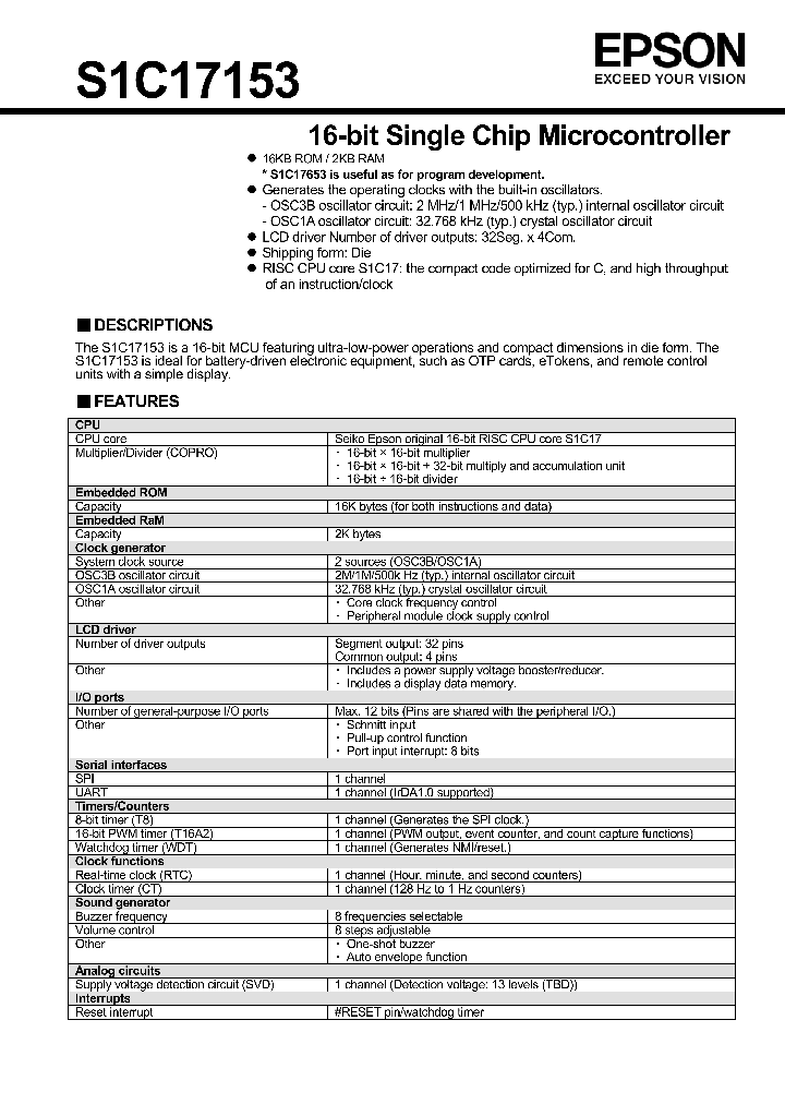 S1C17153_7781884.PDF Datasheet