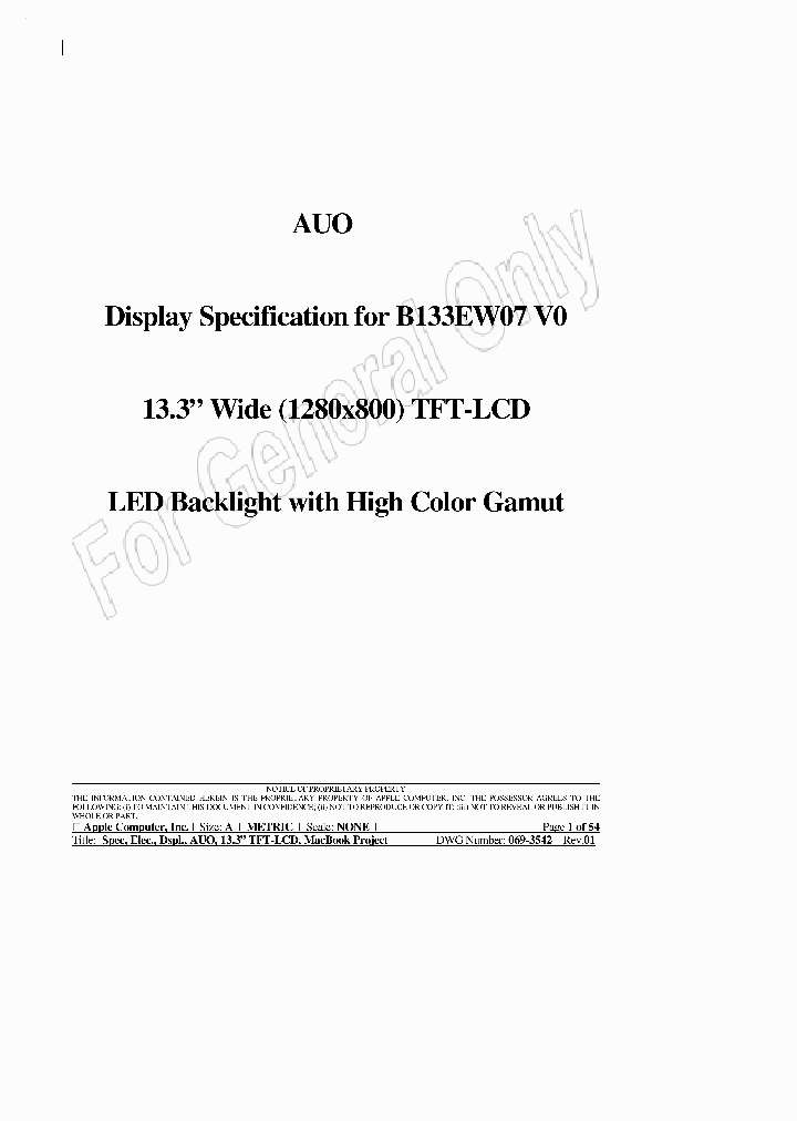 B133EW07V0_7861617.PDF Datasheet