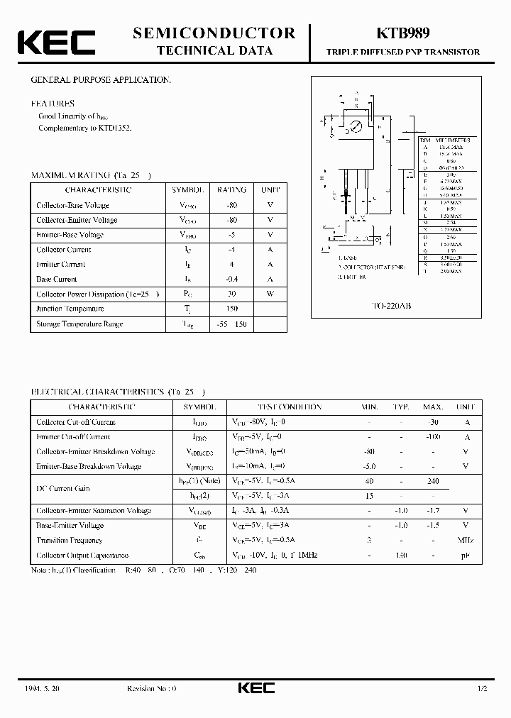 KTB989_8333708.PDF Datasheet