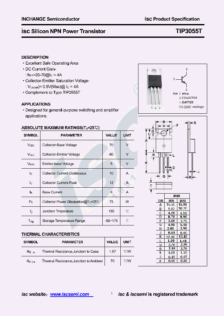 TIP3055T_8713167.PDF Datasheet