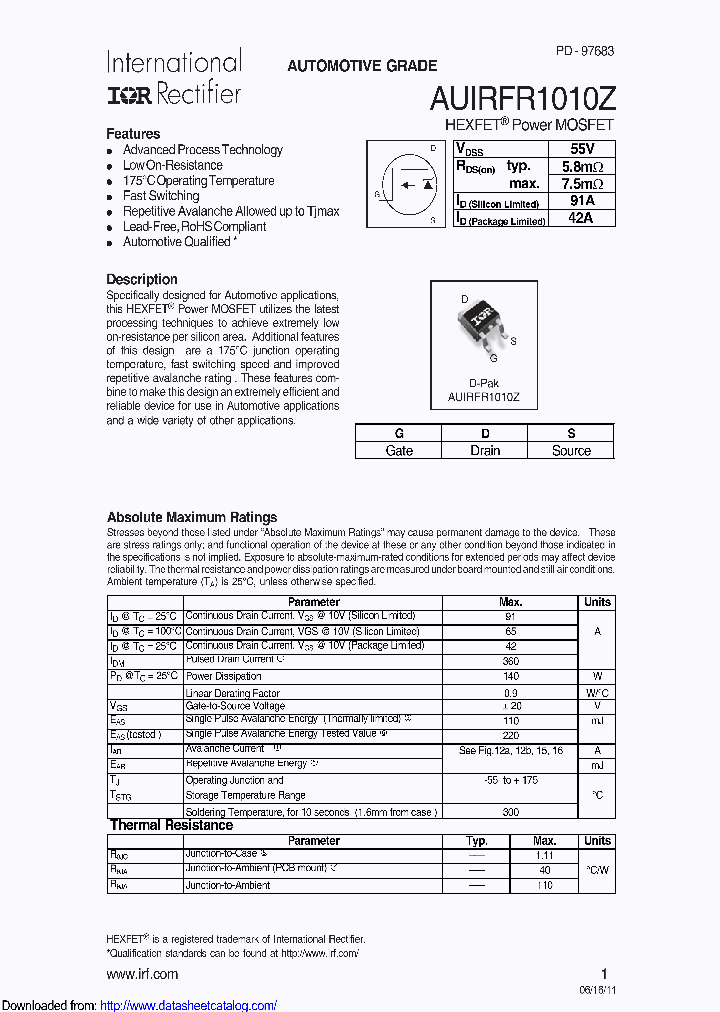 AUIRFR1010Z_8717292.PDF Datasheet