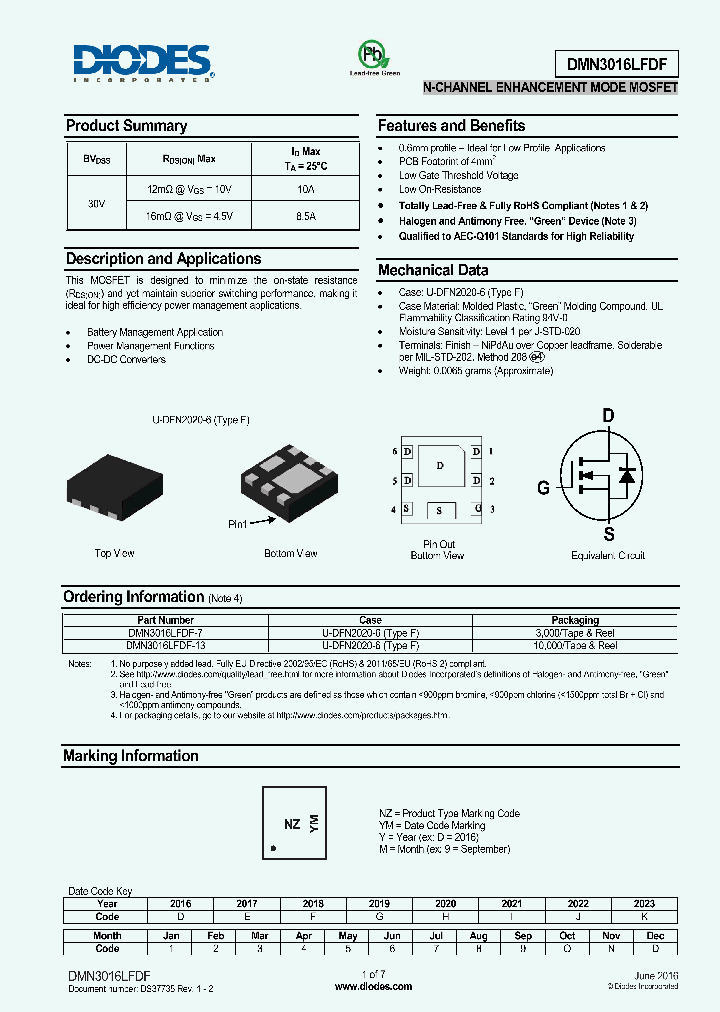 DMN3016LFDF_8807980.PDF Datasheet