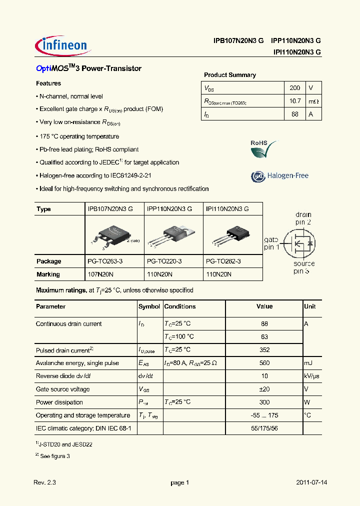 IPB107N20N3G_8875623.PDF Datasheet