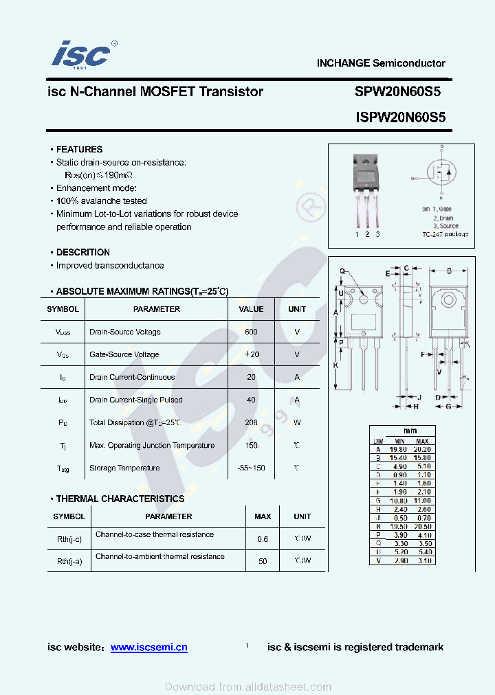 SPW20N60S5_8915298.PDF Datasheet