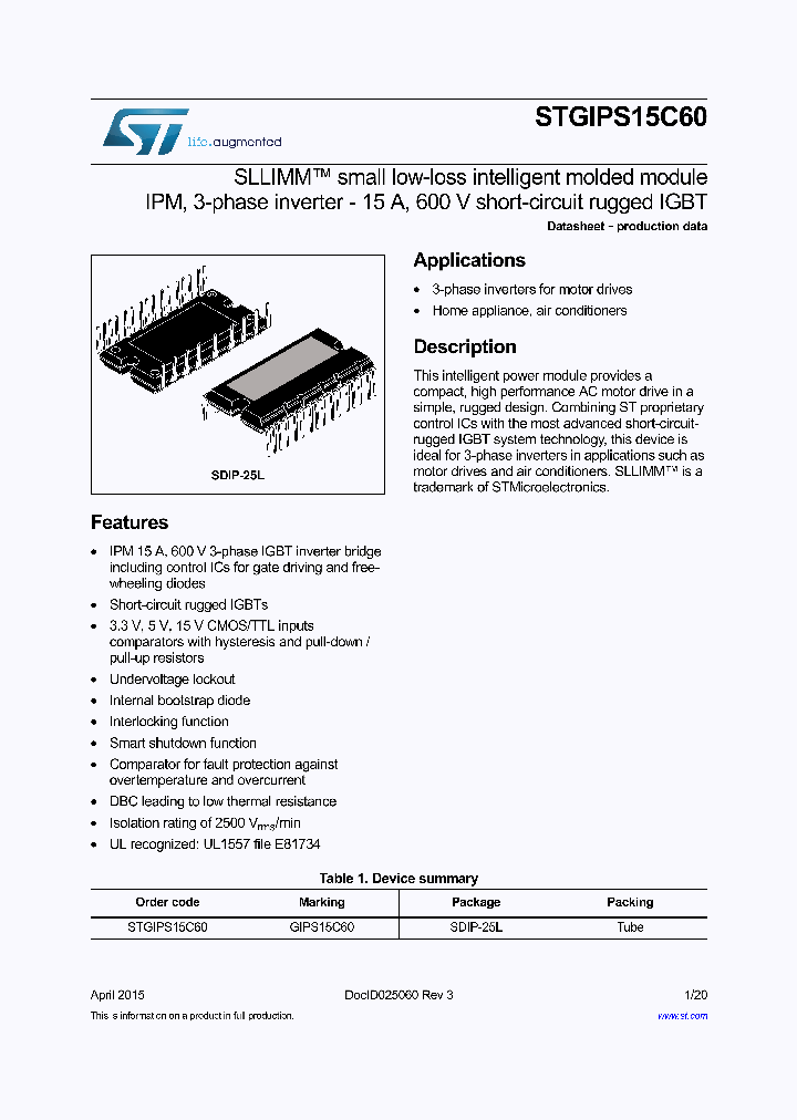 STGIPS15C60_8924036.PDF Datasheet