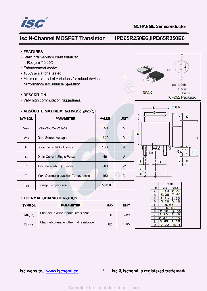 IPD65R250E6_8926528.PDF Datasheet