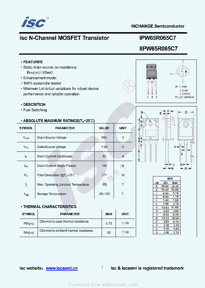 IPW65R065C7_8963910.PDF Datasheet