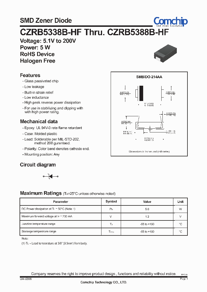 CZRB5359B-HF_9032879.PDF Datasheet